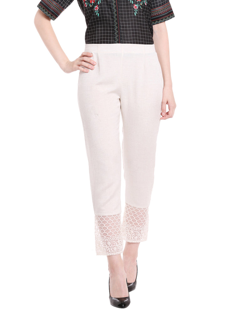 Buy ANCESTRY Cigarette Trouser With Lace Detailing | Shoppers Stop